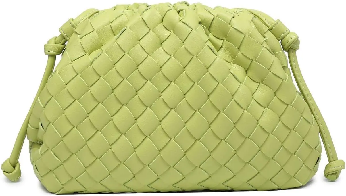 Woven Clutch Purse for Women Fashion Small Square Handbag Vintage Premium Bag PU Leather Handmade Bag