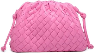 Woven Clutch Purse for Women Fashion Small Square Handbag Vintage Premium Bag PU Leather Handmade Bag