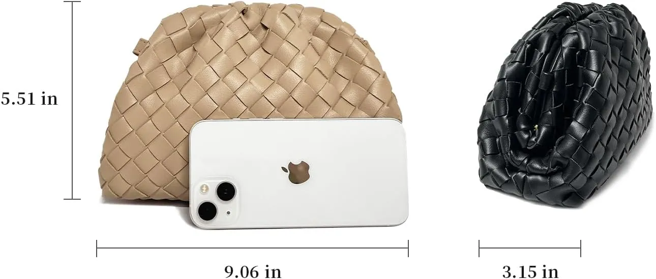 Woven Clutch Purse for Women Fashion Small Square Handbag Vintage Premium Bag PU Leather Handmade Bag