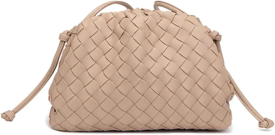 Woven Clutch Purse for Women Fashion Small Square Handbag Vintage Premium Bag PU Leather Handmade Bag