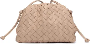 Woven Clutch Purse for Women Fashion Small Square Handbag Vintage Premium Bag PU Leather Handmade Bag