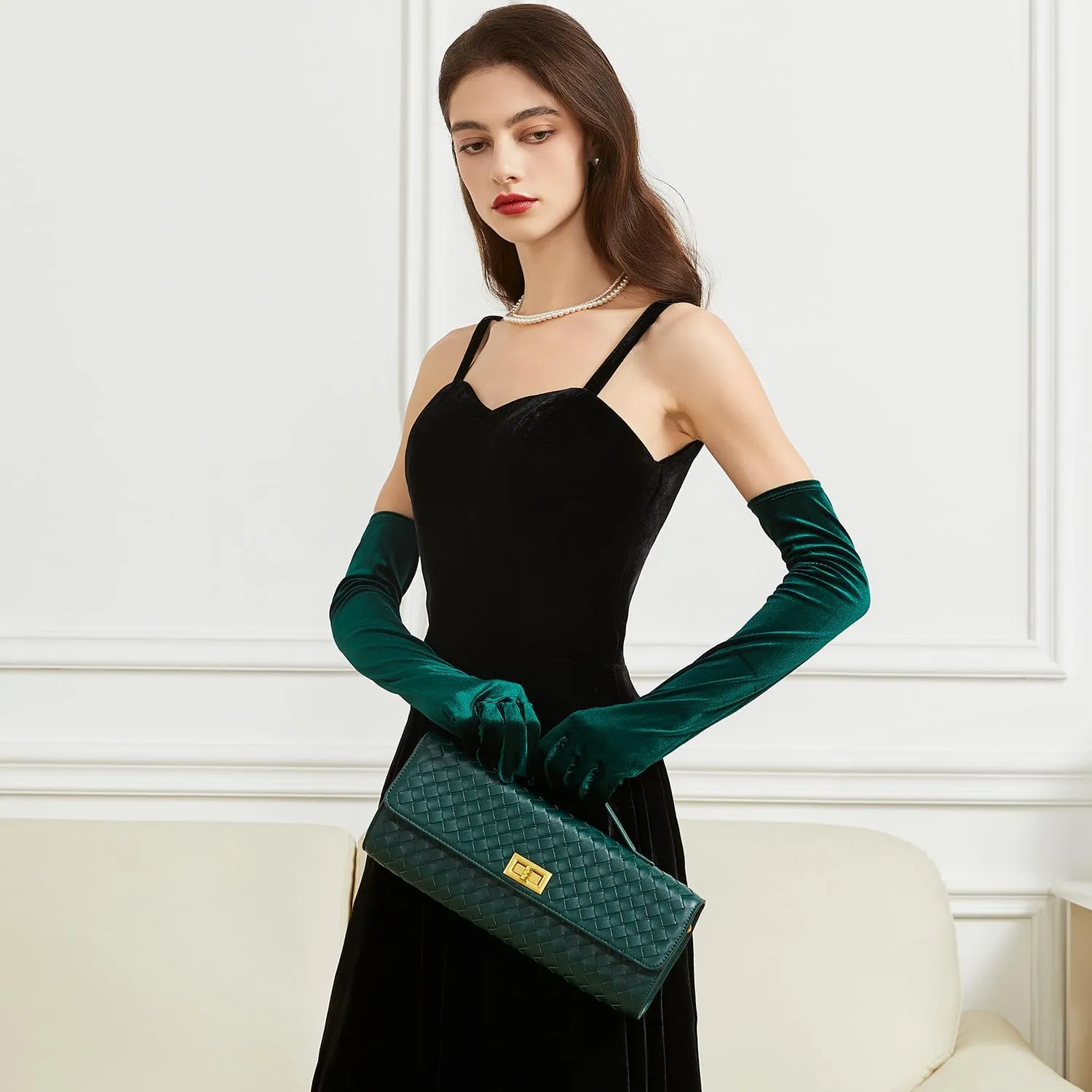 Woven Clutch Purse for Women Fashion Small Square Handbag Vintage Premium Bag PU Leather Handmade Bag