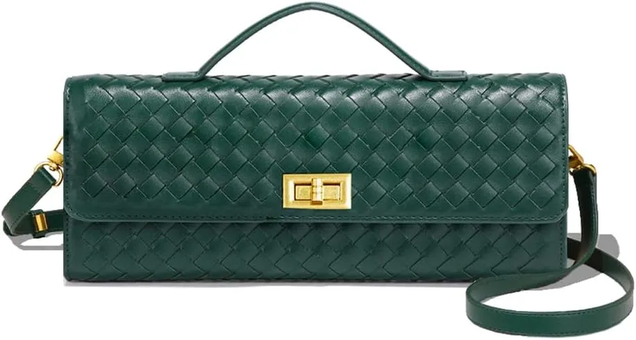Woven Clutch Purse for Women Fashion Small Square Handbag Vintage Premium Bag PU Leather Handmade Bag
