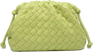 Woven Clutch Purse for Women Fashion Small Square Handbag Vintage Premium Bag PU Leather Handmade Bag