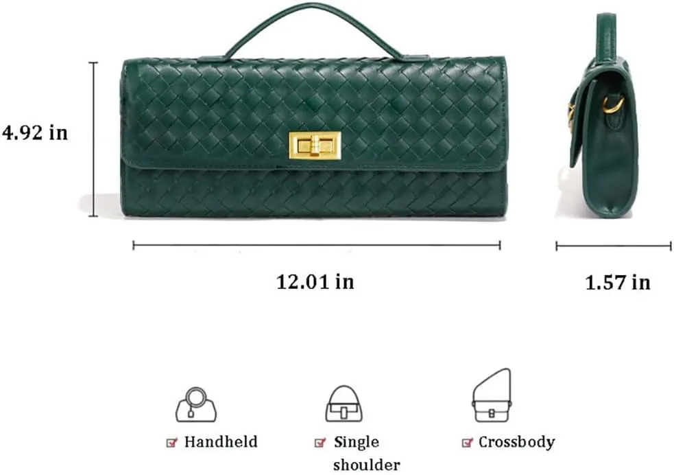 Woven Clutch Purse for Women Fashion Small Square Handbag Vintage Premium Bag PU Leather Handmade Bag