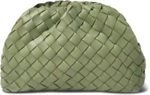 Woven Clutch Purse for Women Fashion Small Square Handbag Vintage Premium Bag PU Leather Handmade Bag