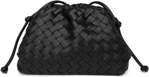 Woven Clutch Purse for Women Fashion Small Square Handbag Vintage Premium Bag PU Leather Handmade Bag