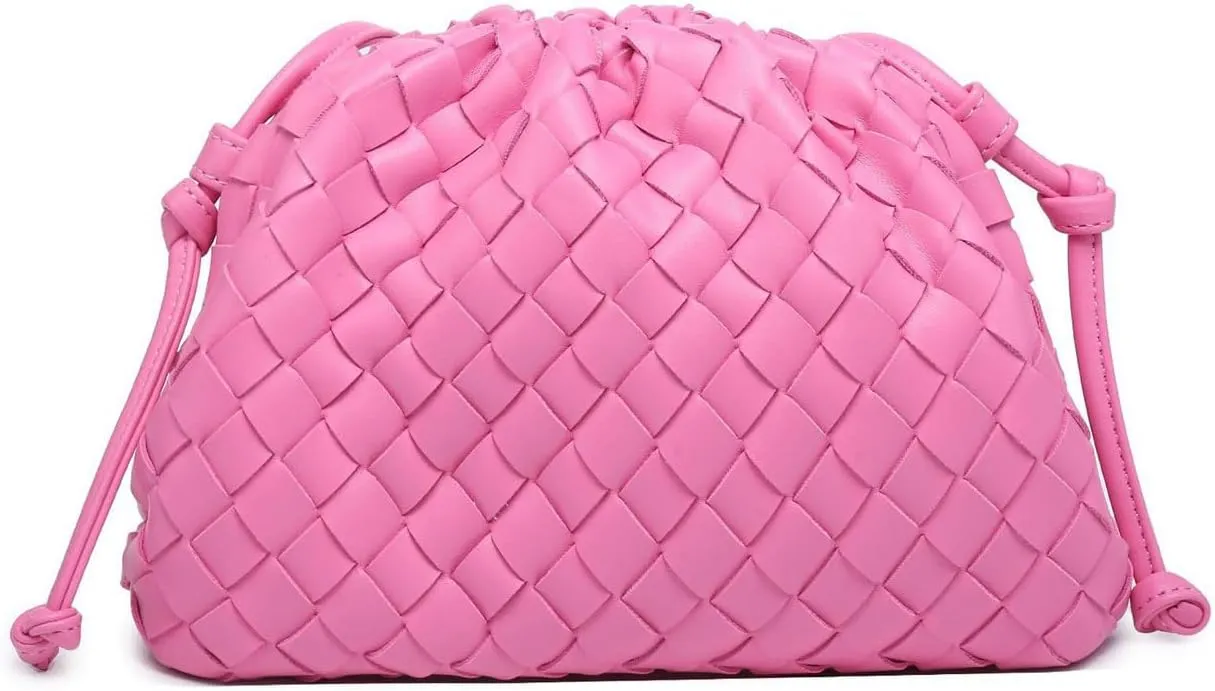 Woven Clutch Purse for Women Fashion Small Square Handbag Vintage Premium Bag PU Leather Handmade Bag