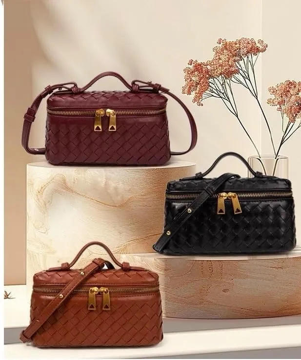 Woven Crossbody Bags for Women Woven Evening Clutch Purses Shoulder Bag PU Leather