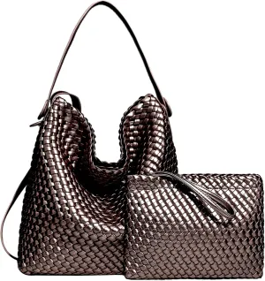 Woven Leather Tote Bag for Women Large Woven purses shoulder bag Fashion Shopping Travel Handbags