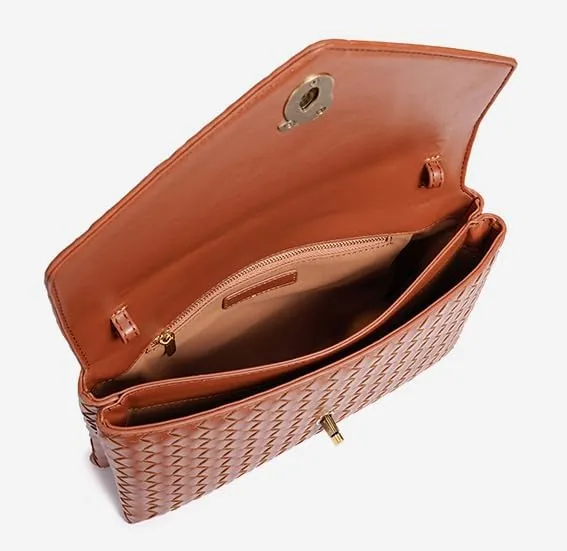 Woven Purses for Women Elegant PU Leather Woven Top-handle Bag Tote Crossbody Shoulder Bag for Work Vacation