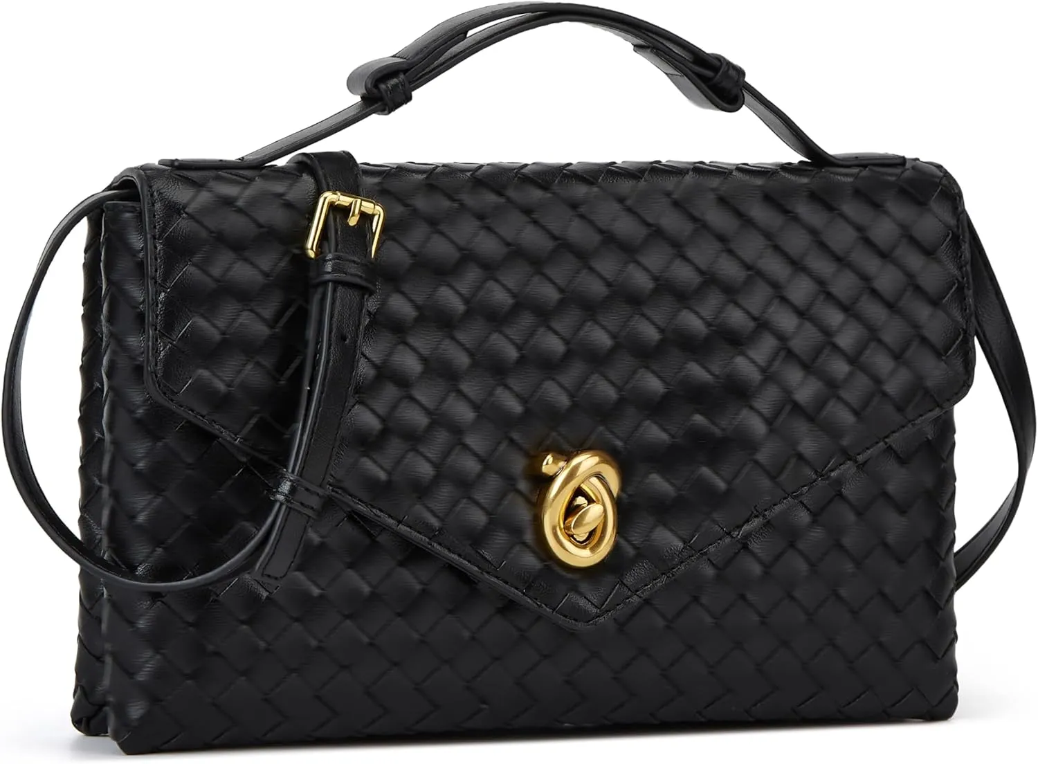 Woven Purses for Women Elegant PU Leather Woven Top-handle Bag Tote Crossbody Shoulder Bag for Work Vacation