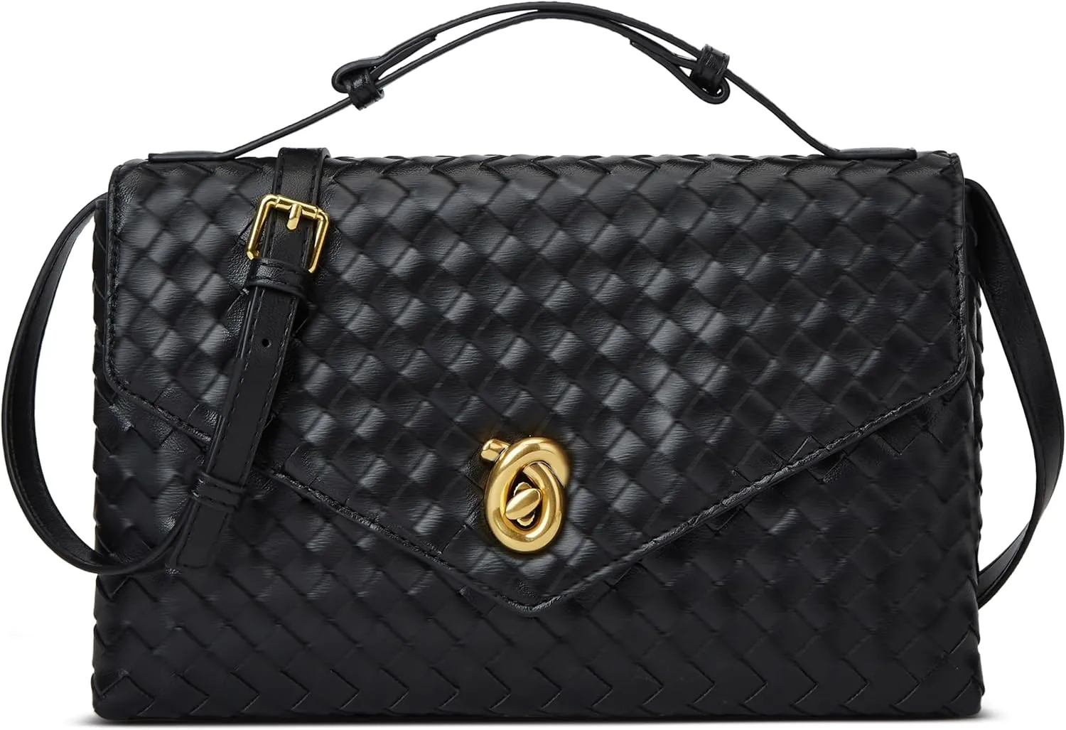 Woven Purses for Women Elegant PU Leather Woven Top-handle Bag Tote Crossbody Shoulder Bag for Work Vacation