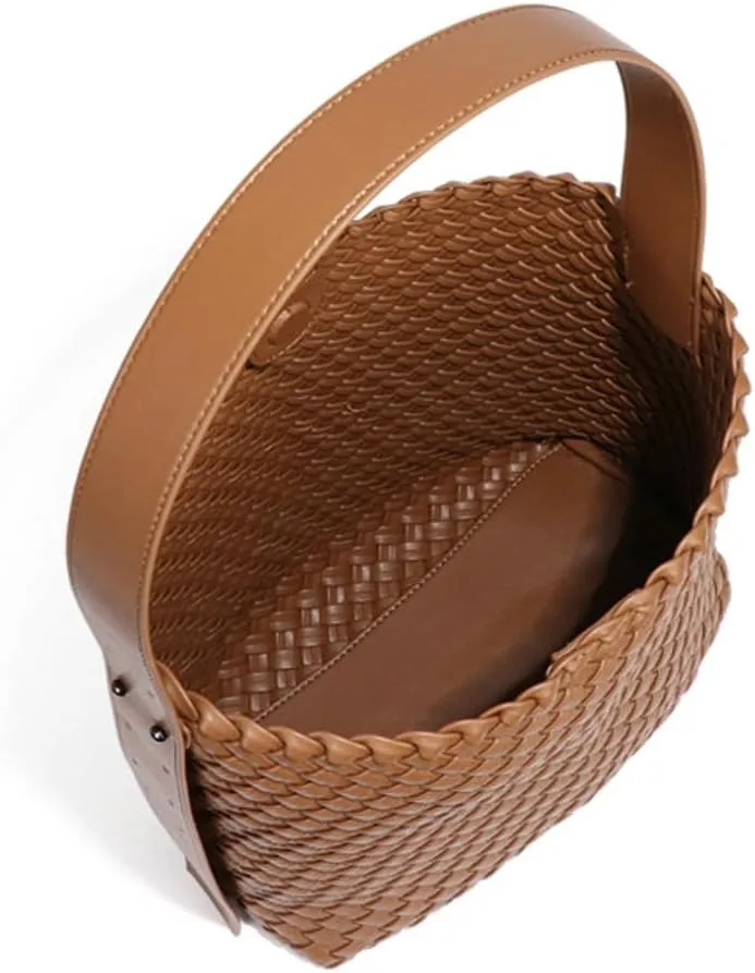 Woven Purses for Women PU Leather Shoulder Bag Chic Hobo Bag for Work Prom Cocktail Travel