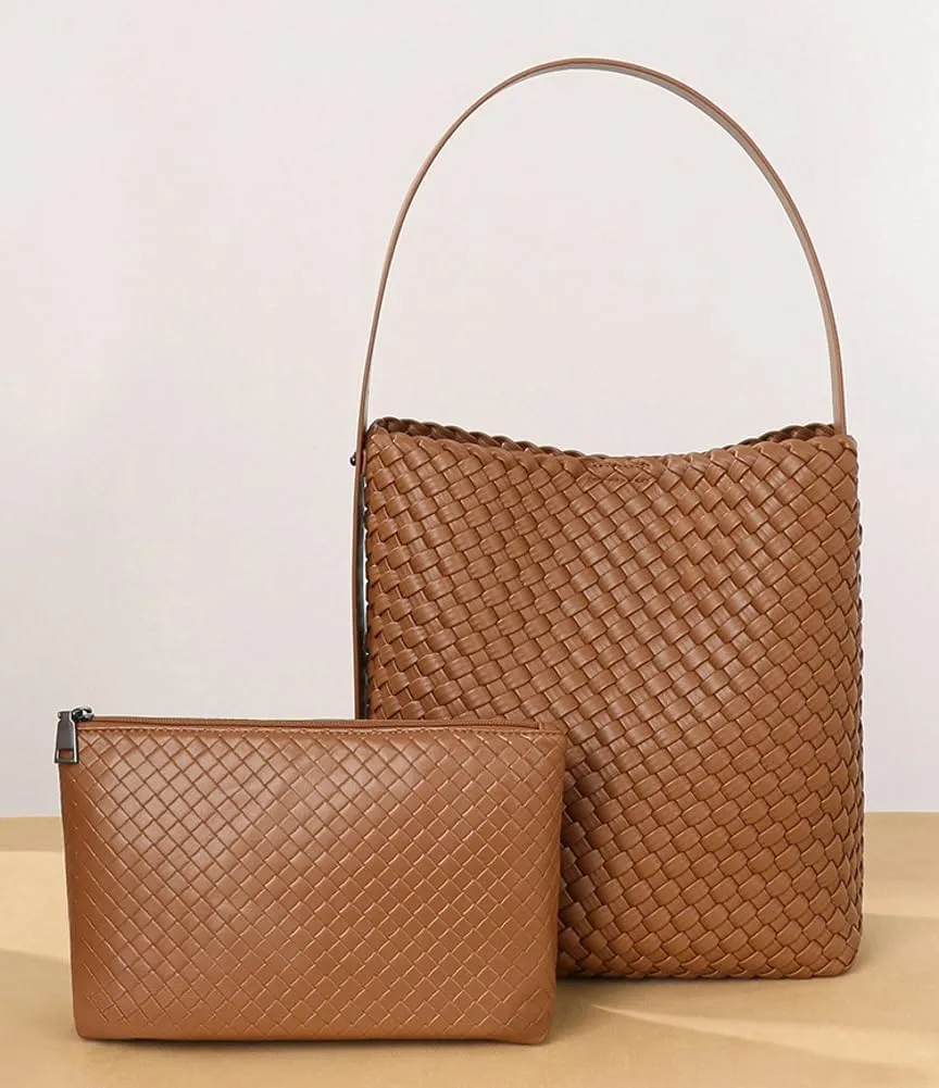 Woven Purses for Women PU Leather Shoulder Bag Chic Hobo Bag for Work Prom Cocktail Travel