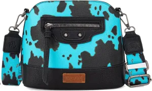 Wrangler Cow Print Crossbody Bag for Women Western Cross Body Purse with Signature Strap