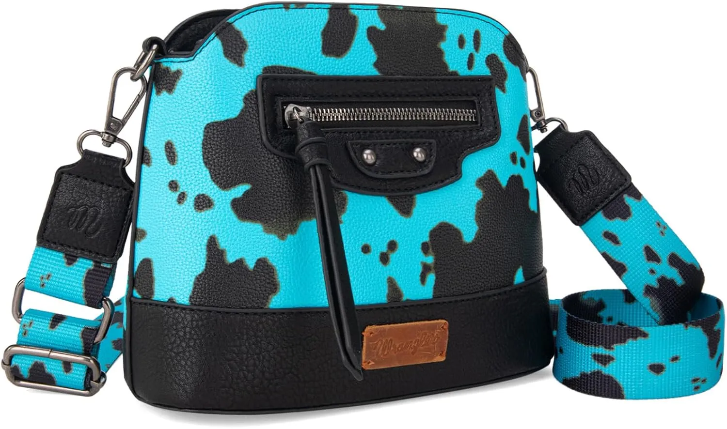 Wrangler Cow Print Crossbody Bag for Women Western Cross Body Purse with Signature Strap