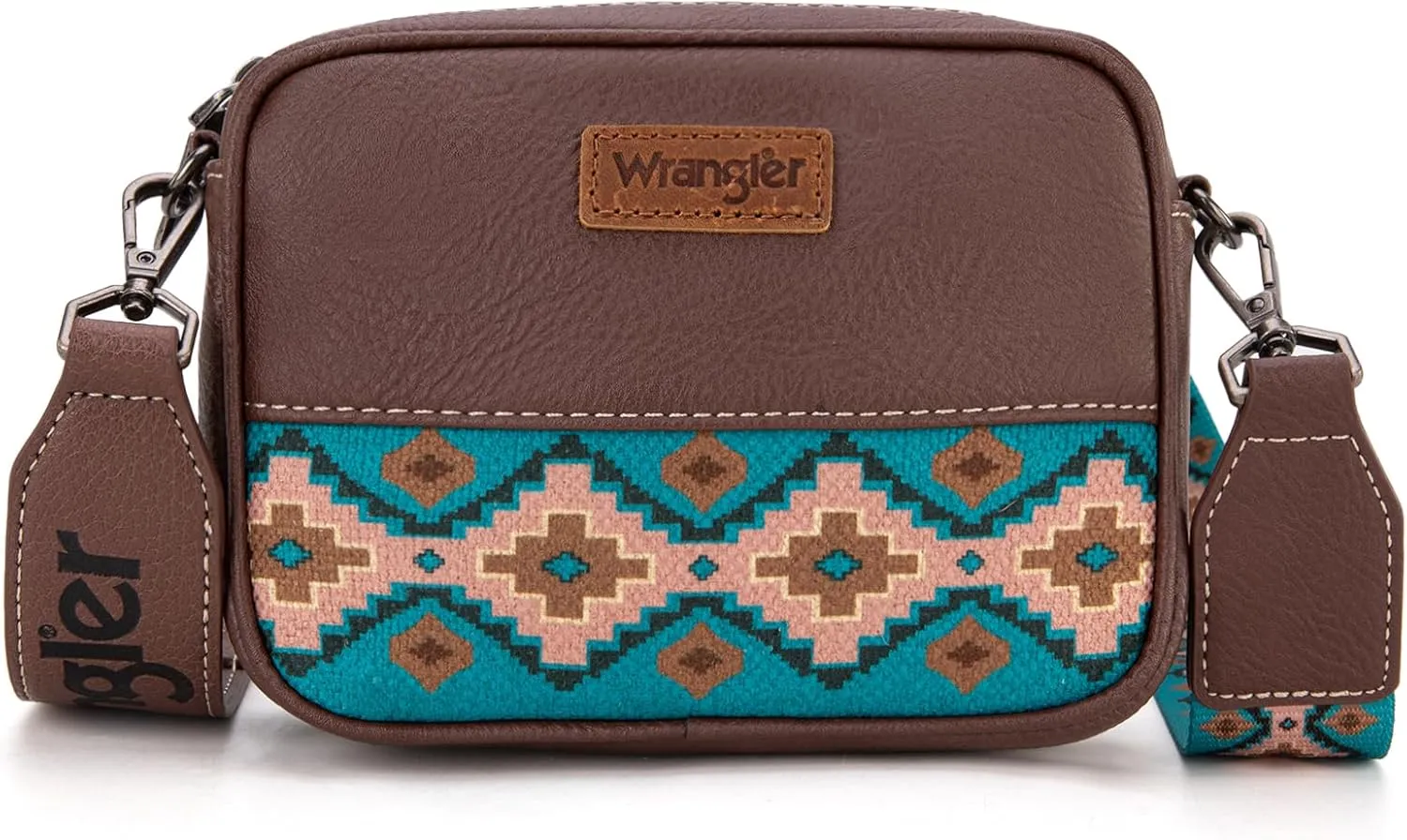 Wrangler Crossbody Bag for Women Aztec Mini Crossover Purse with Guitar Strap