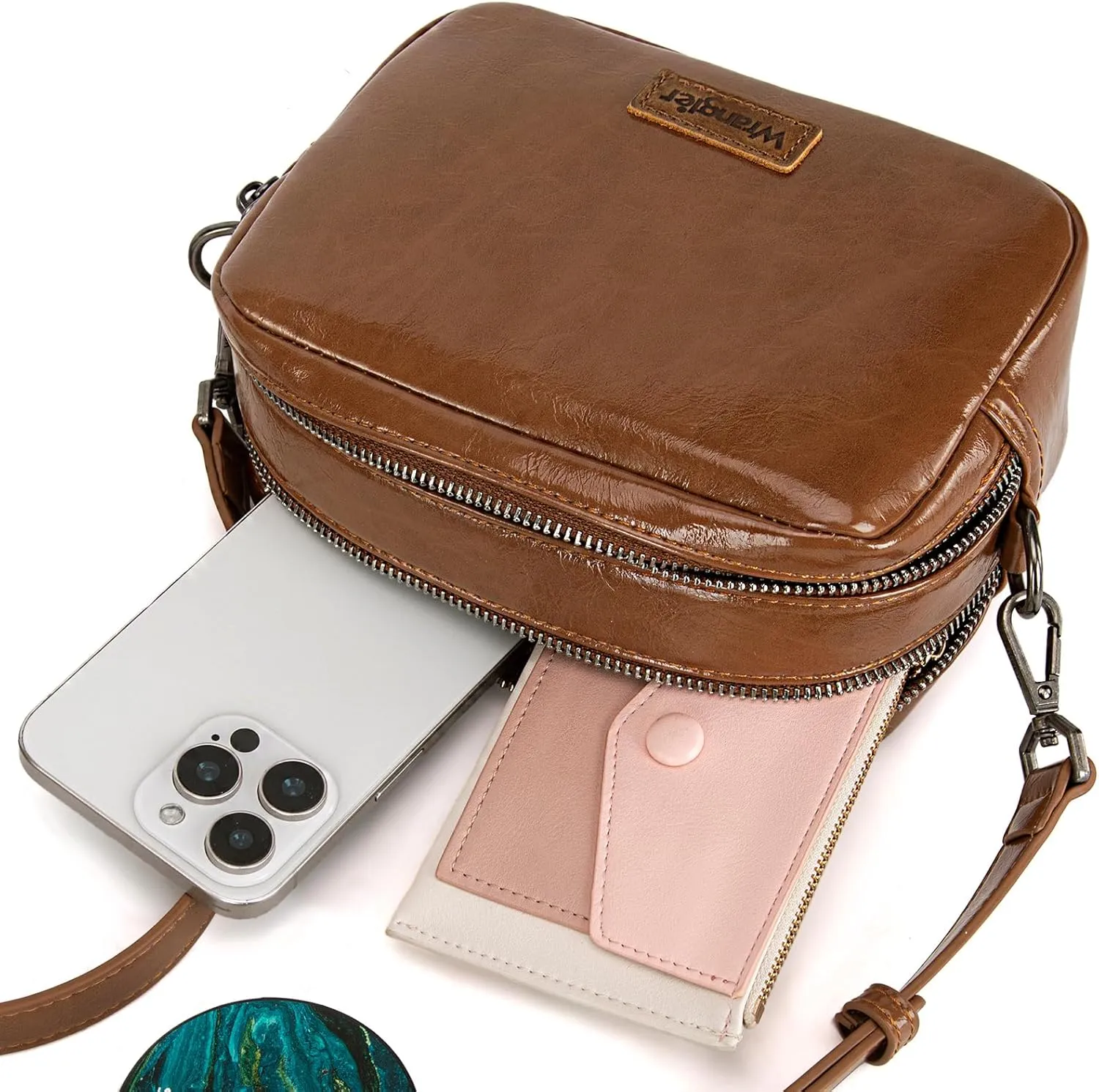 Wrangler Crossbody Bags for Women Shoulder Handbag with Dual Zipper Design