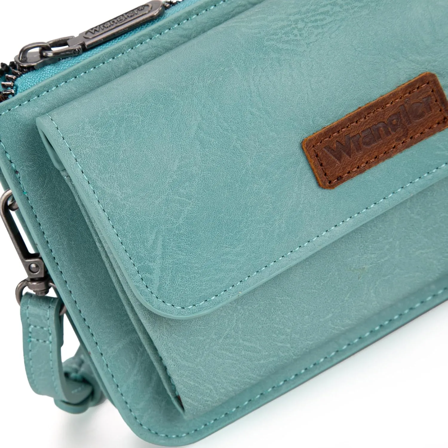 Wrangler RFID Crossbody Wallet Purse Vegan Leather Small Purses for Women with Phone Pocket and Adjustable Strap