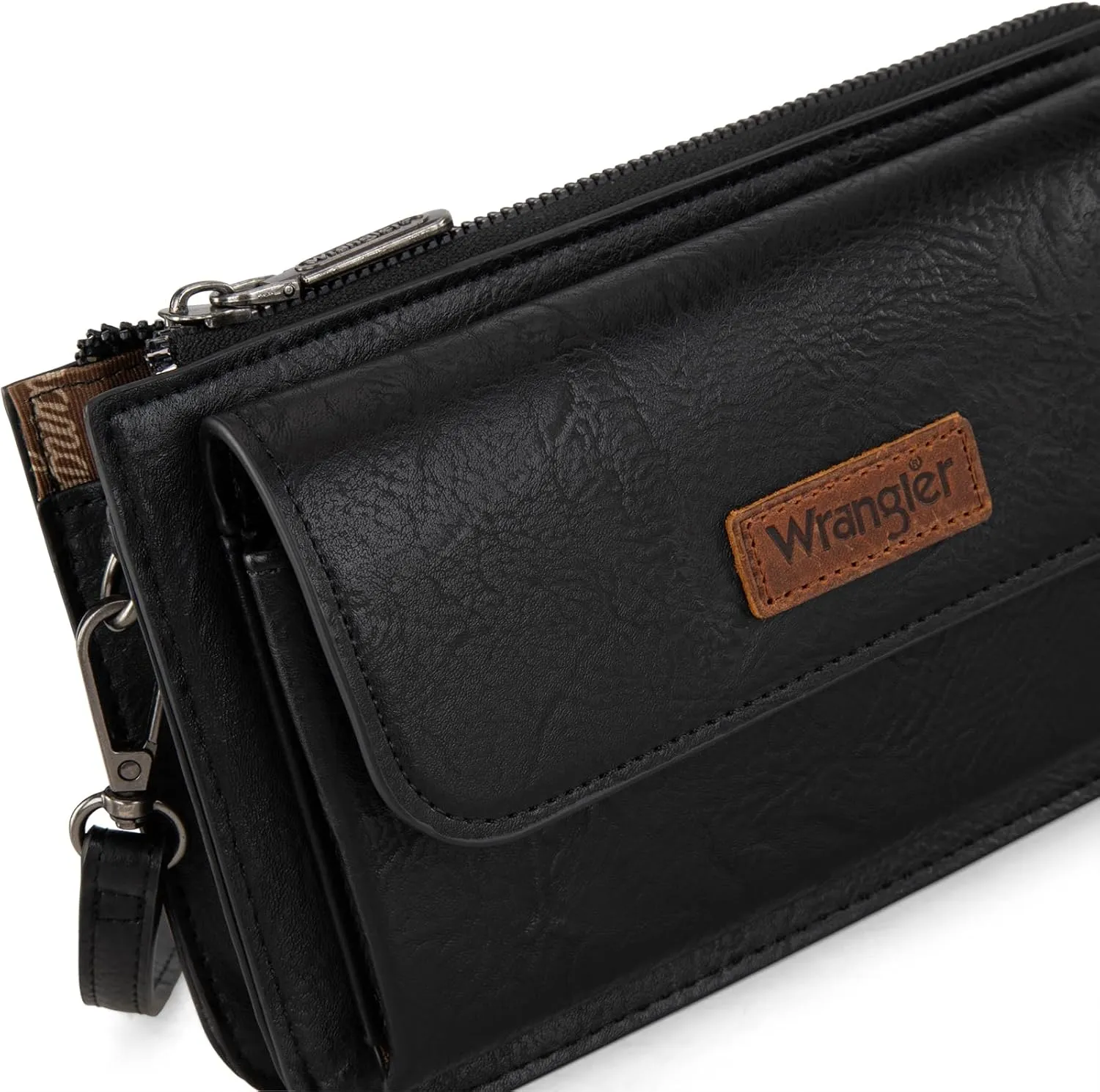 Wrangler RFID Crossbody Wallet Purse Vegan Leather Small Purses for Women with Phone Pocket and Adjustable Strap