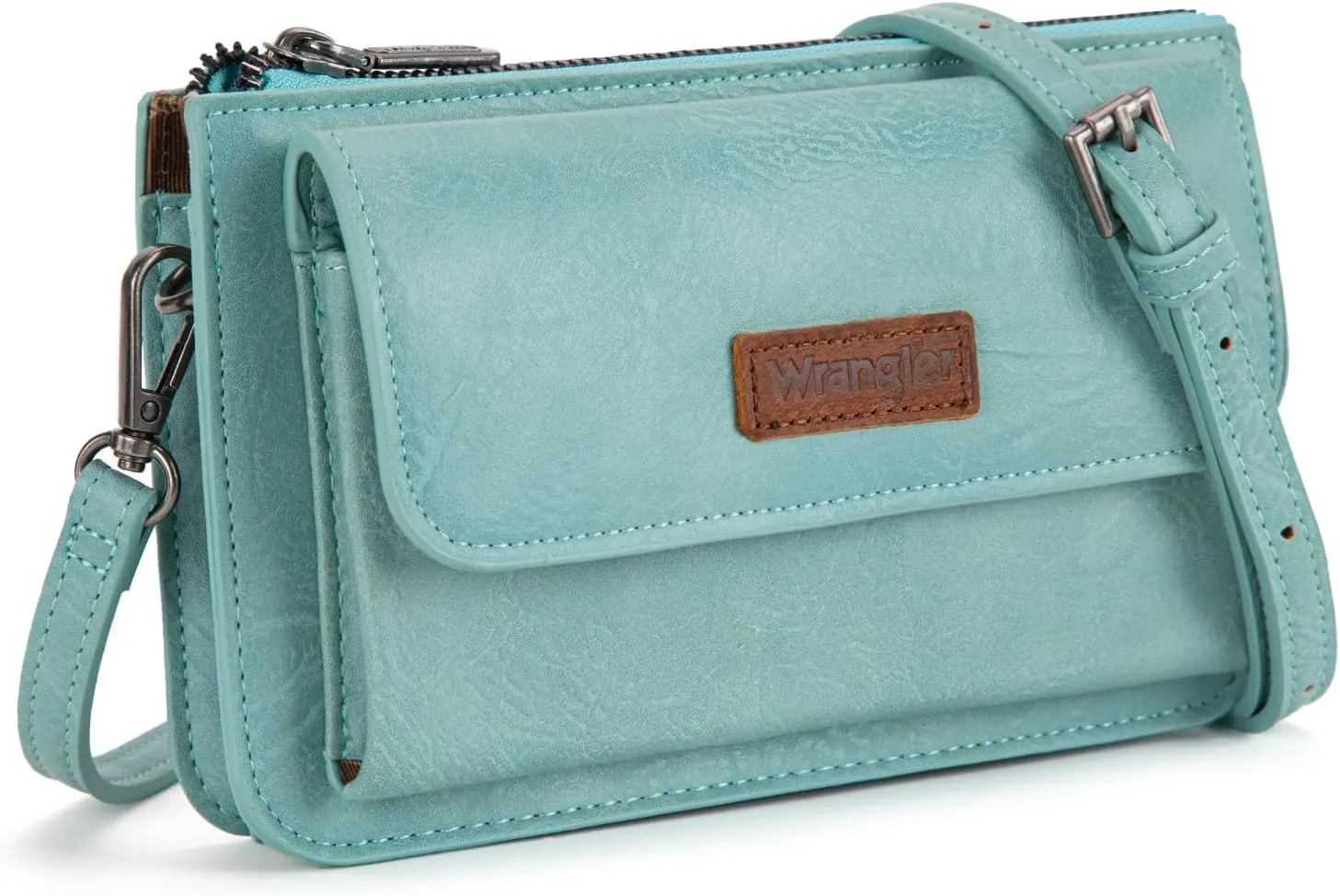 Wrangler RFID Crossbody Wallet Purse Vegan Leather Small Purses for Women with Phone Pocket and Adjustable Strap