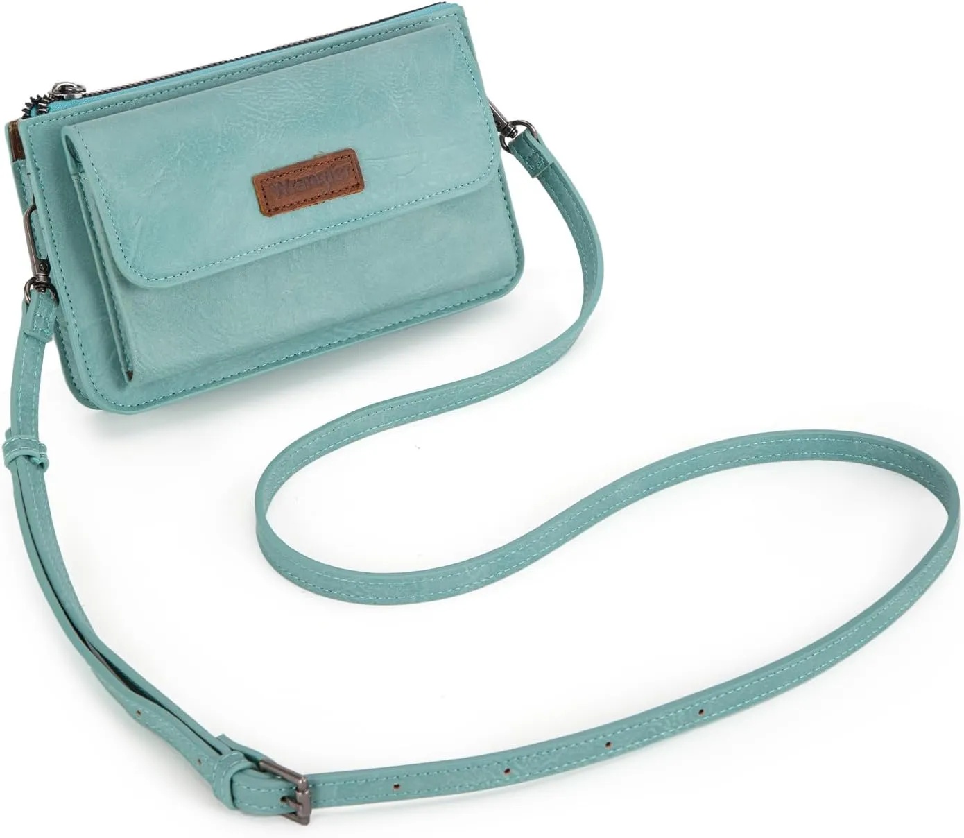 Wrangler RFID Crossbody Wallet Purse Vegan Leather Small Purses for Women with Phone Pocket and Adjustable Strap