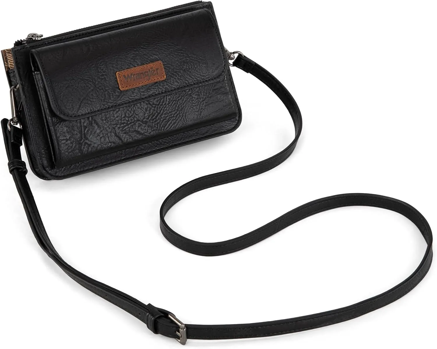 Wrangler RFID Crossbody Wallet Purse Vegan Leather Small Purses for Women with Phone Pocket and Adjustable Strap