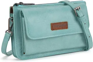 Wrangler RFID Crossbody Wallet Purse Vegan Leather Small Purses for Women with Phone Pocket and Adjustable Strap