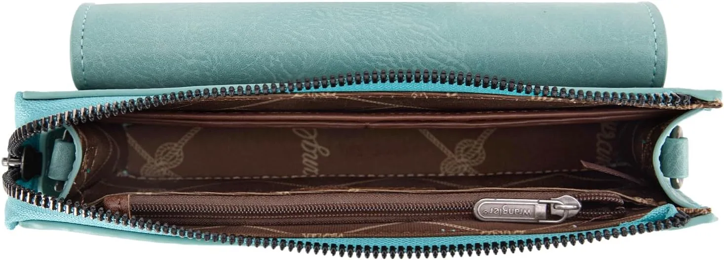 Wrangler RFID Crossbody Wallet Purse Vegan Leather Small Purses for Women with Phone Pocket and Adjustable Strap