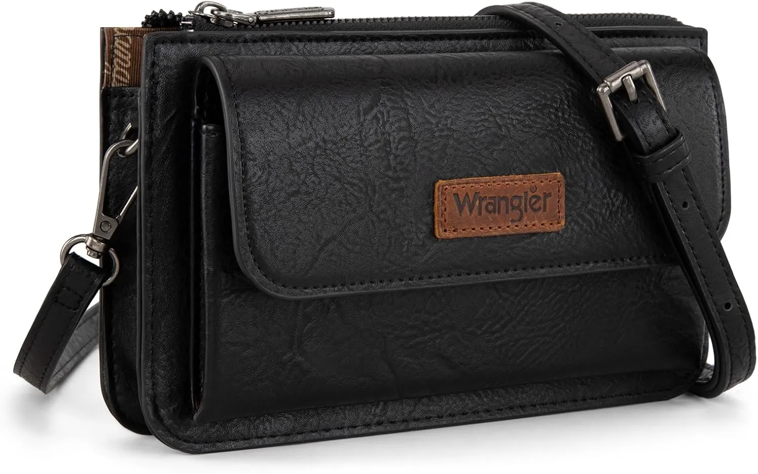 Wrangler RFID Crossbody Wallet Purse Vegan Leather Small Purses for Women with Phone Pocket and Adjustable Strap