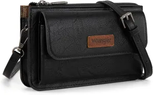 Wrangler RFID Crossbody Wallet Purse Vegan Leather Small Purses for Women with Phone Pocket and Adjustable Strap