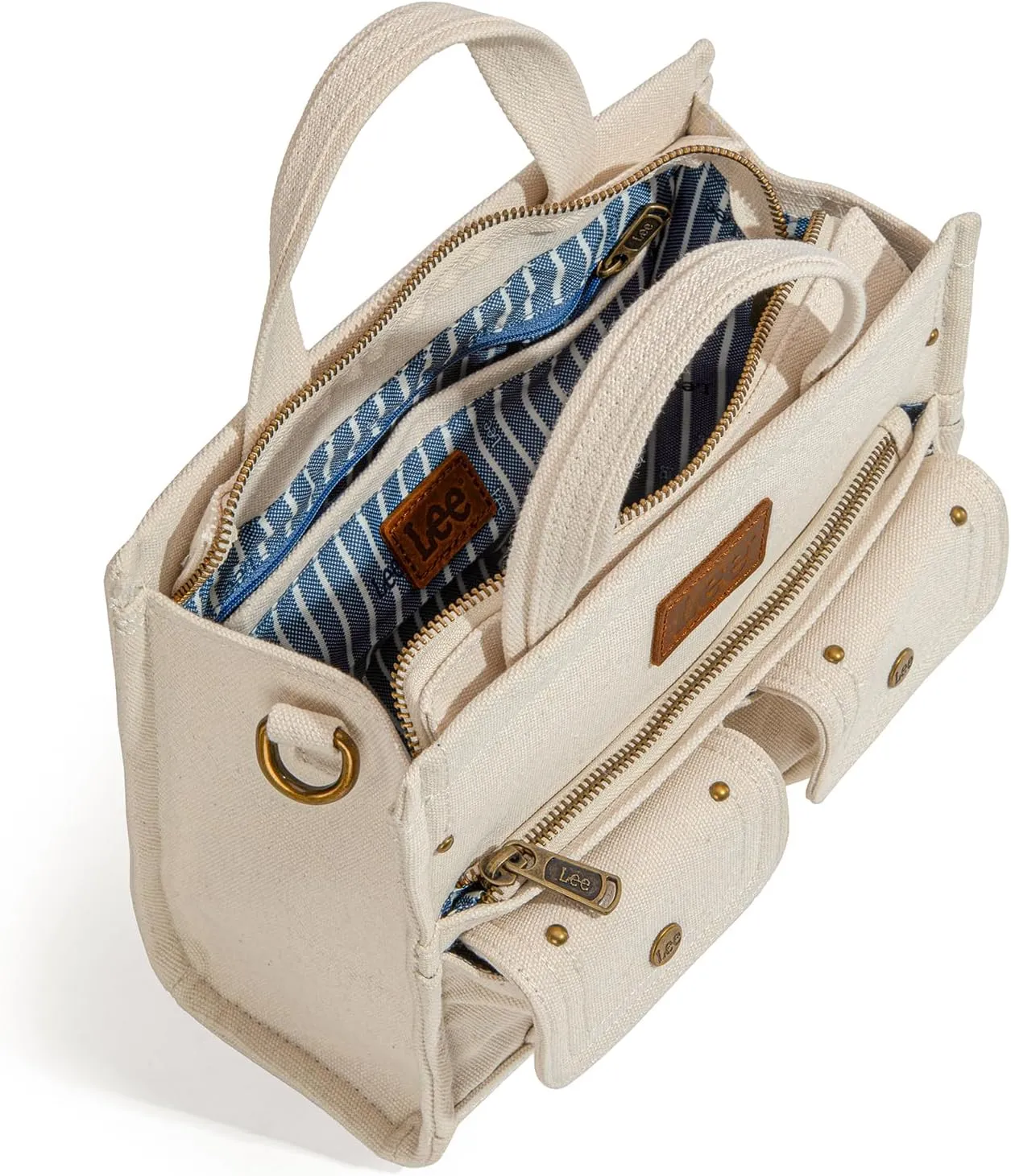X Lee Canvas Tote Bag for Women Medium Crossbody Bag Top-handle Handbag with Multi-Pockets for Travel Beach Everyday Use
