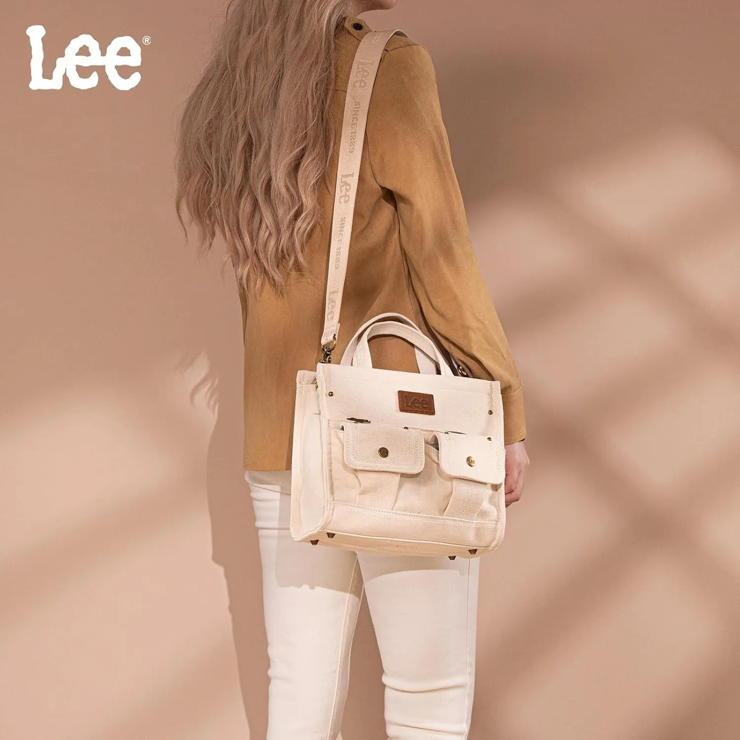 X Lee Canvas Tote Bag for Women Medium Crossbody Bag Top-handle Handbag with Multi-Pockets for Travel Beach Everyday Use