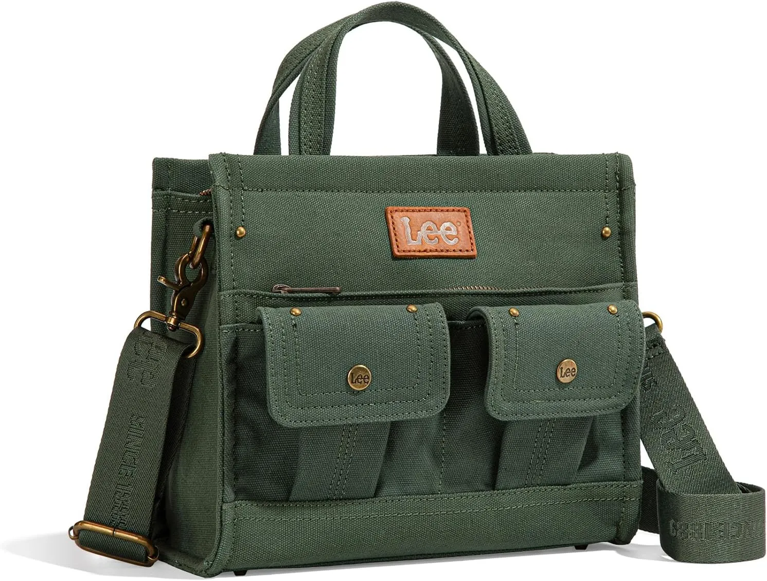 X Lee Canvas Tote Bag for Women Medium Crossbody Bag Top-handle Handbag with Multi-Pockets for Travel Beach Everyday Use