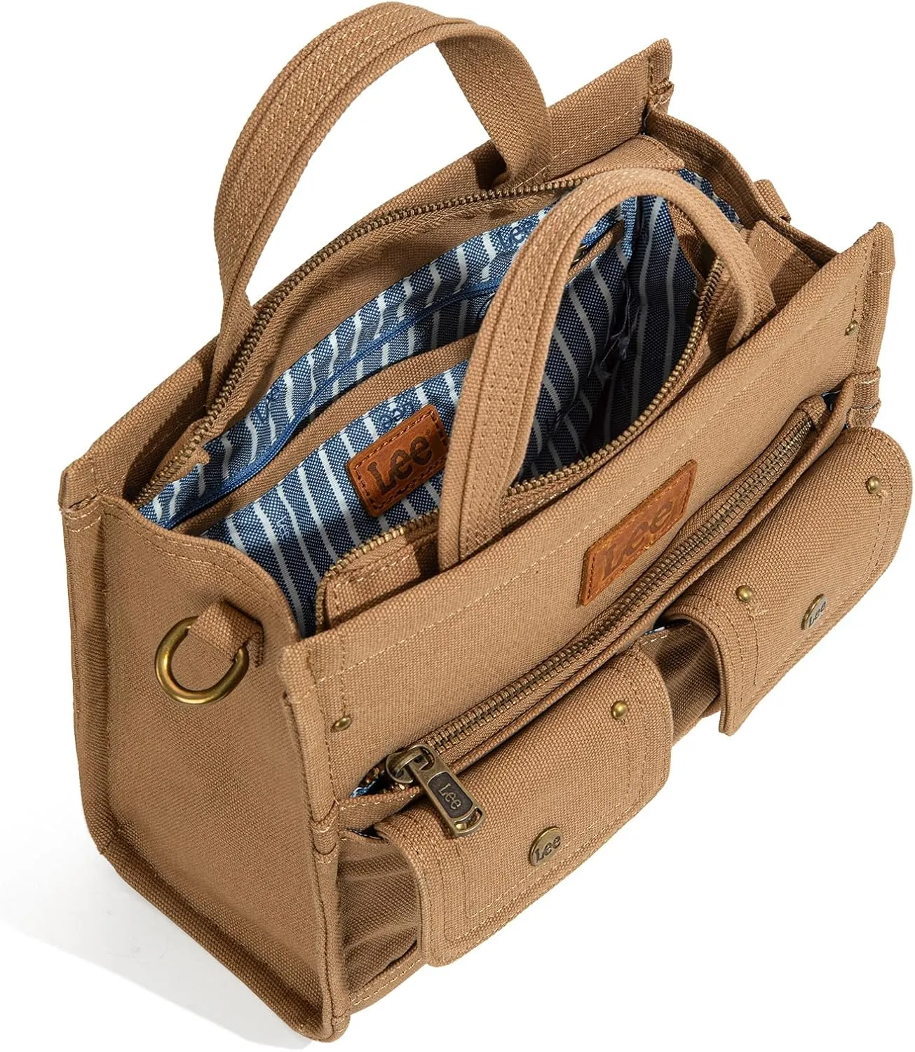 X Lee Canvas Tote Bag for Women Medium Crossbody Bag Top-handle Handbag with Multi-Pockets for Travel Beach Everyday Use