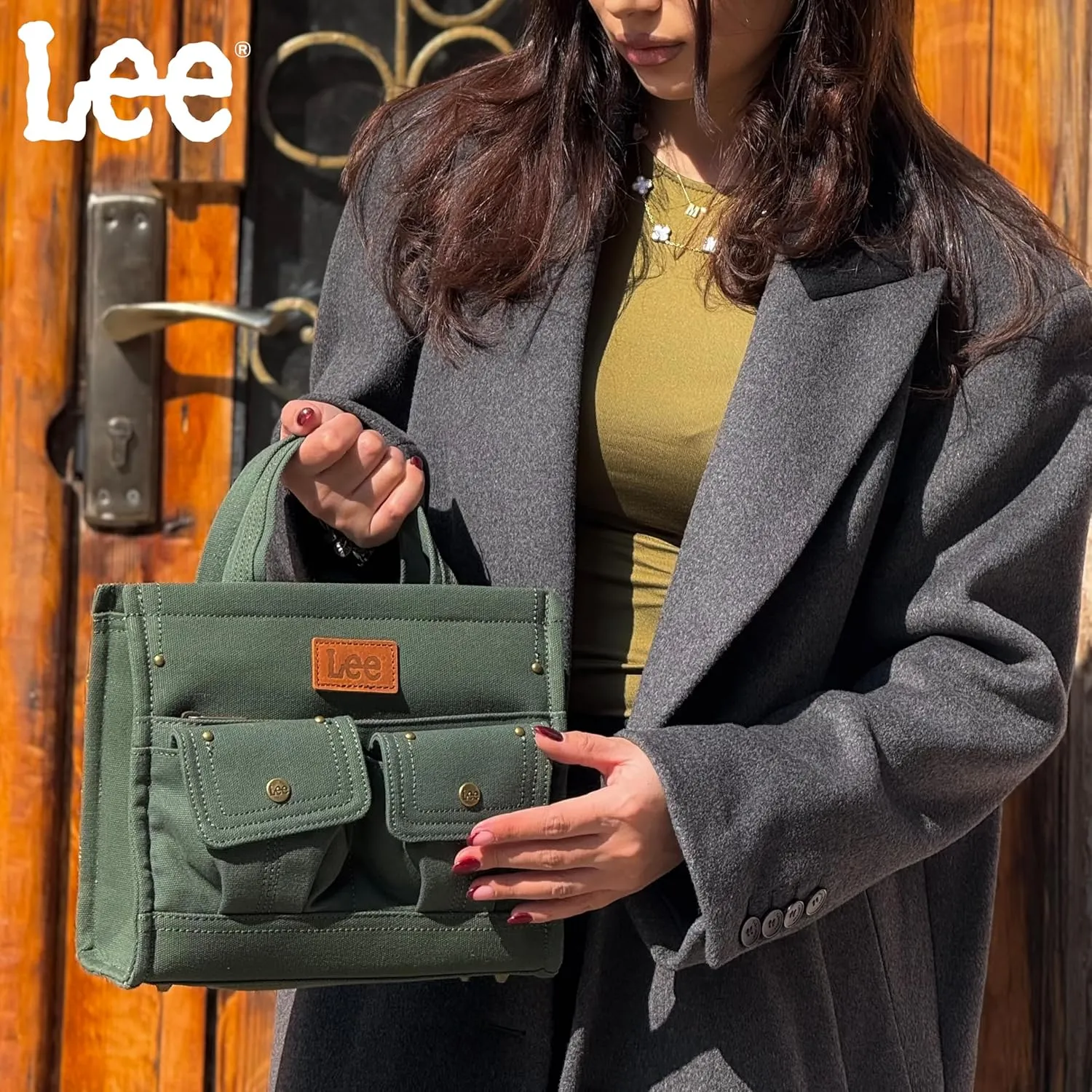 X Lee Canvas Tote Bag for Women Medium Crossbody Bag Top-handle Handbag with Multi-Pockets for Travel Beach Everyday Use