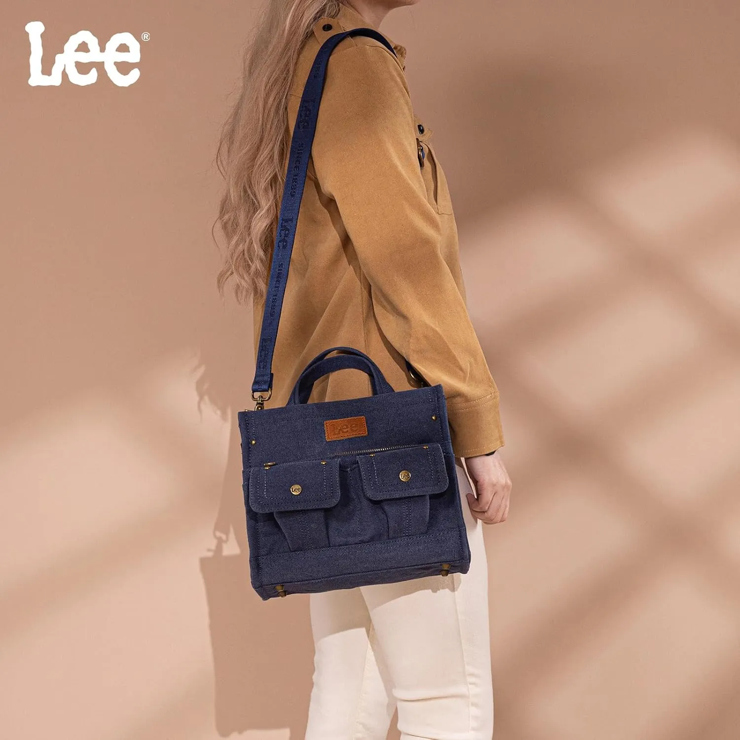 X Lee Canvas Tote Bag for Women Medium Crossbody Bag Top-handle Handbag with Multi-Pockets for Travel Beach Everyday Use