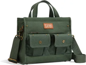 X Lee Canvas Tote Bag for Women Medium Crossbody Bag Top-handle Handbag with Multi-Pockets for Travel Beach Everyday Use