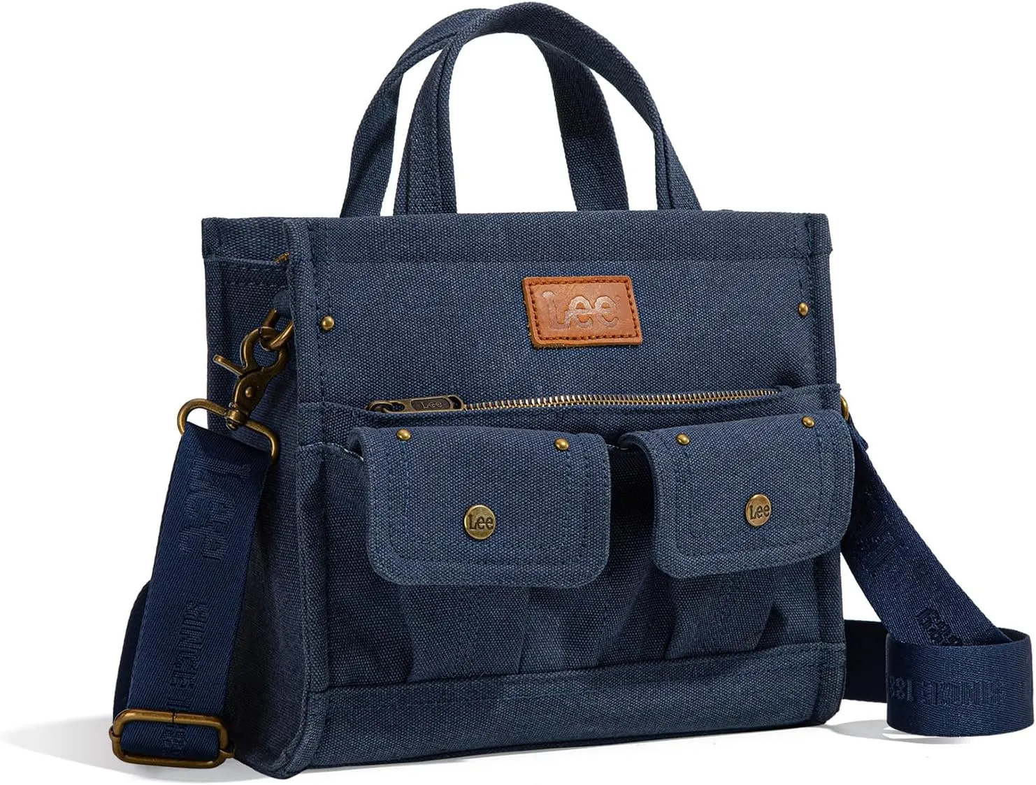 X Lee Canvas Tote Bag for Women Medium Crossbody Bag Top-handle Handbag with Multi-Pockets for Travel Beach Everyday Use