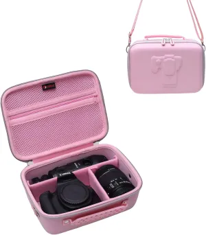 XANAD Camera Case Compatible with Sony Alpha 7 II III IV / 7R V Full Frame/ a6400 / a6100 / a6700,Canon, Nikon DSLR Camera, with 4 Pieces of Dividers and Shoulder Strap, Pink