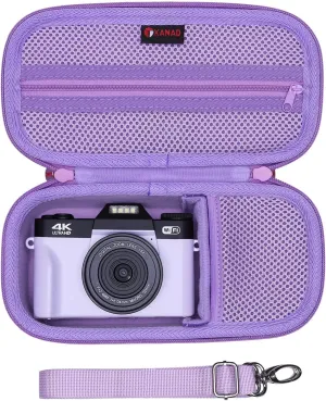 XANAD Digital Camera Case for Sony Alpha 6400,6000,6100,6700,6600/ RX100 VII or Sony Alpha ZV-1,ZV-1F,ZV-E10,ZV-E10 II 4K Vlogging Camera, with Shoulder Strap (Purple)-Internal:8.3"x3.9"x2.2"