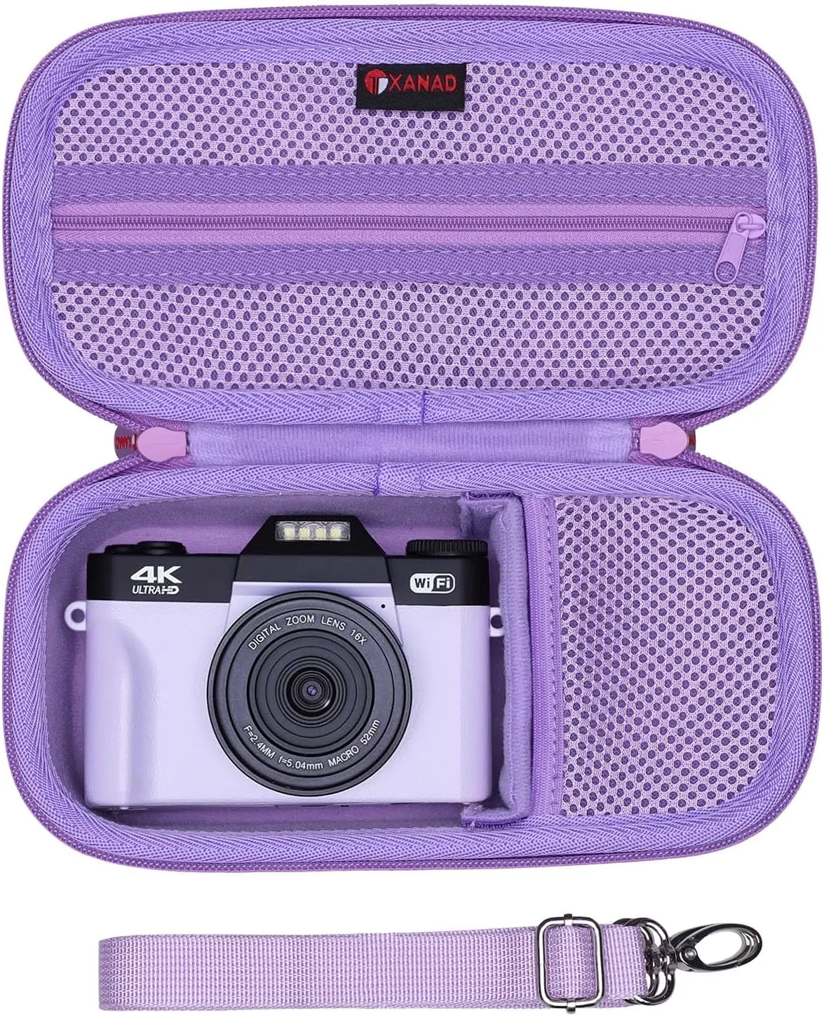 XANAD Digital Camera Case for Sony Alpha 6400,6000,6100,6700,6600/ RX100 VII or Sony Alpha ZV-1,ZV-1F,ZV-E10,ZV-E10 II 4K Vlogging Camera, with Shoulder Strap (Purple)-Internal:8.3"x3.9"x2.2"