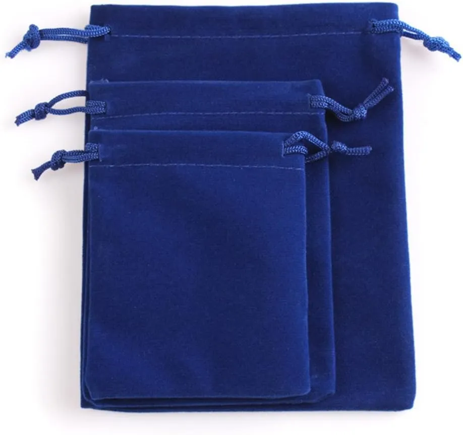 Ximkee 50 Pieces Wholesale Lot - Black Velvet Cloth Jewelry Pouches/Drawstring Bags 3" X 4" (50, Blue)