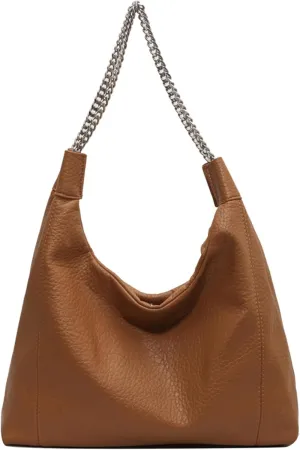XXGJOALD-Hobo Bags for Women Soft PU Leather Shoulder Bag Large Handbags Designer Purses Hobo Purse with Chain Handle (Brown)