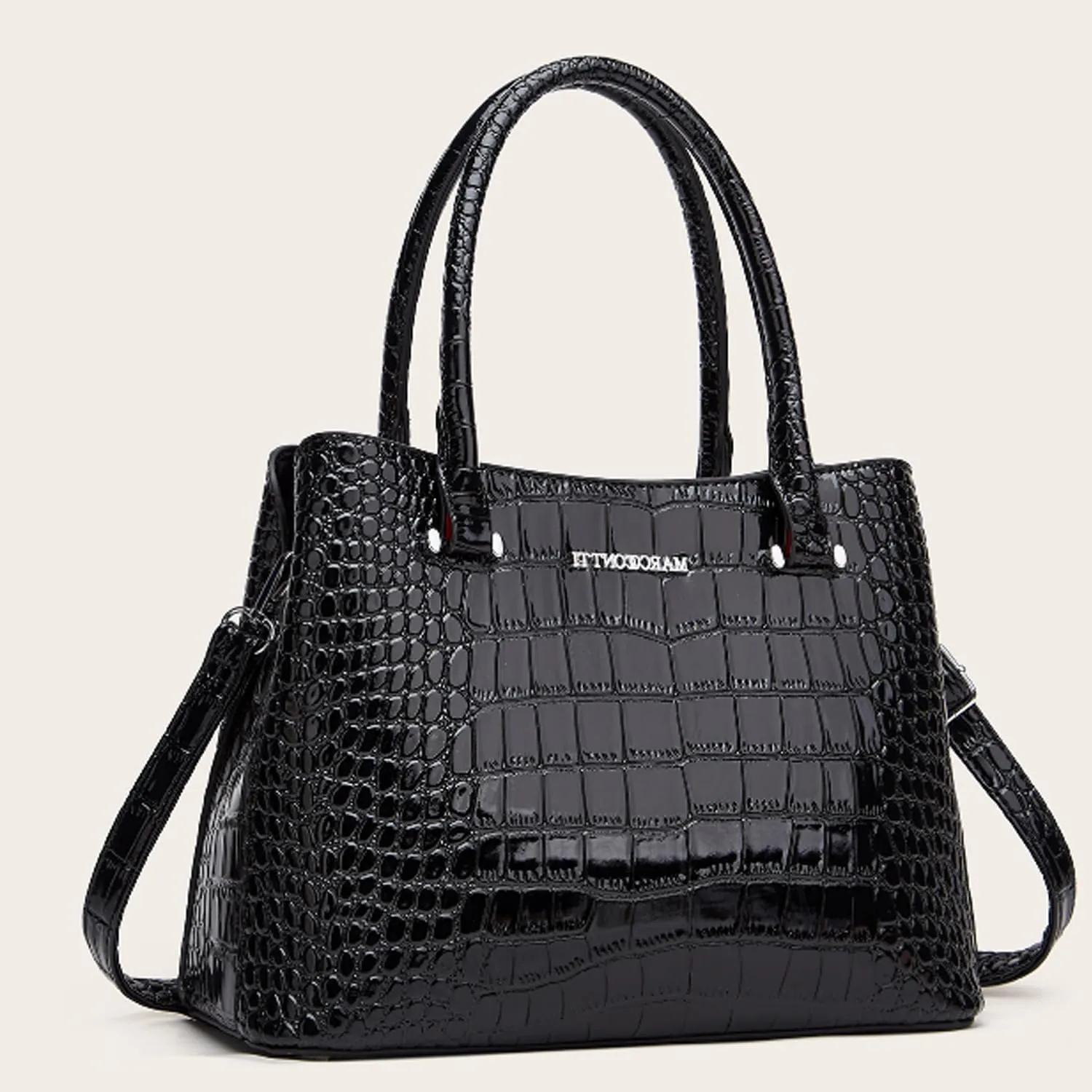 XXGJOALD-Women Crocodile Pattern Handbag and Purse Top Handle Shoulder Bag PU Leather Tote Satchel Green