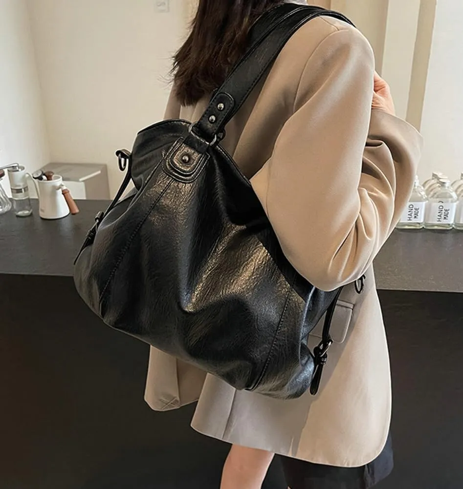 Y2k Leather Tote Bag Shoulder Crossbody Bags Satchel Purses for Women Large Capacity Hobo Vintage Purse Tote Bag