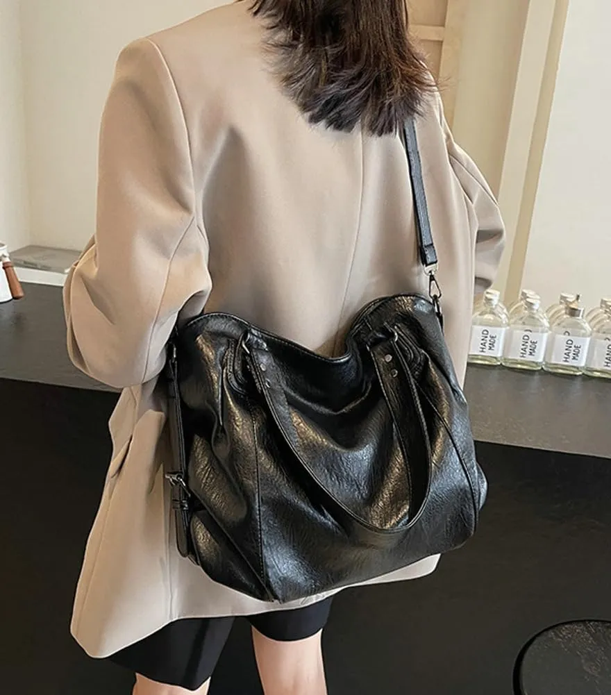 Y2k Leather Tote Bag Shoulder Crossbody Bags Satchel Purses for Women Large Capacity Hobo Vintage Purse Tote Bag