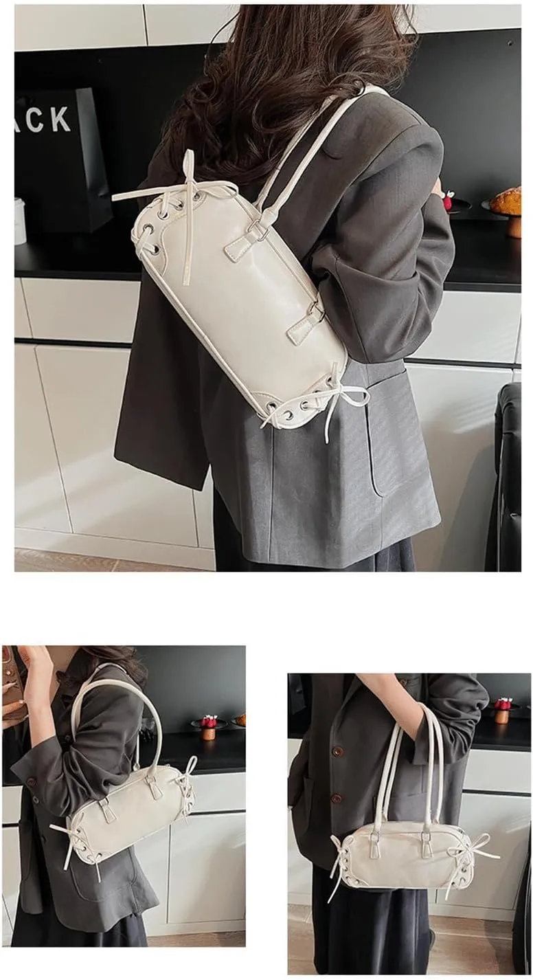 Y2k Purse 2000s Vintage Going Out Shoulder Street Girly Drawstring Bowling Bag Cute Feminine Emo Coquette Leather Purses
