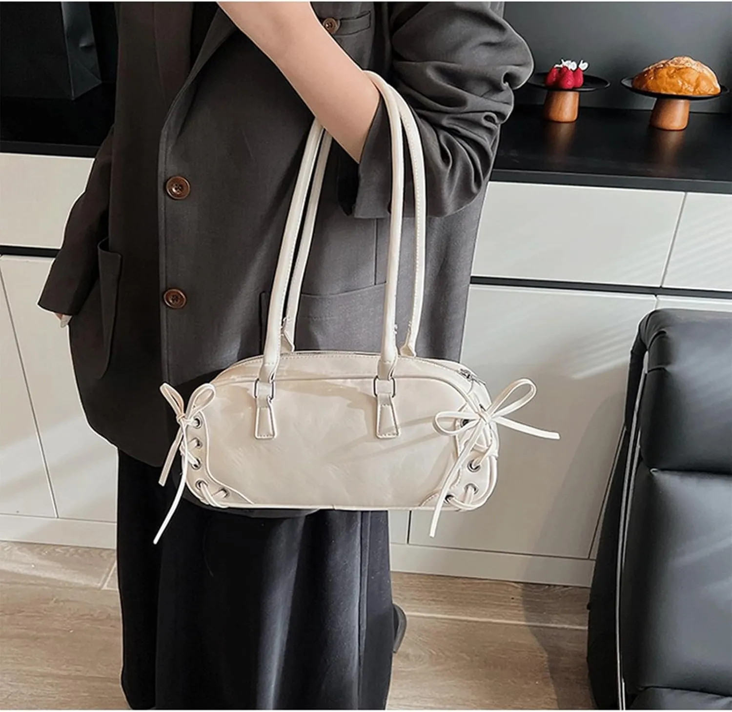 Y2k Purse 2000s Vintage Going Out Shoulder Street Girly Drawstring Bowling Bag Cute Feminine Emo Coquette Leather Purses